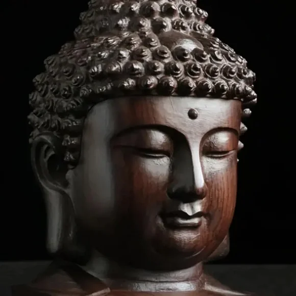 Collectible 1 carved Ebony wood face of Buddha - Picture 2 of 7